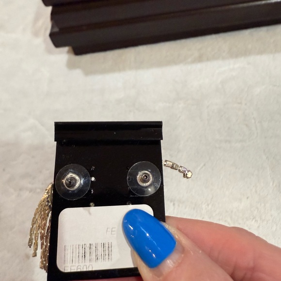 Accents Santa earrings rhinestone face hat chain beard silver-tone, New - Picture 4 of 6